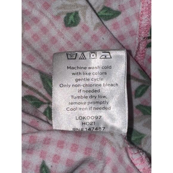 Draper James Magnolia Floral Print Night Sleep Shirt Small Gingham Pink Pajamas - Picture 7 of 7